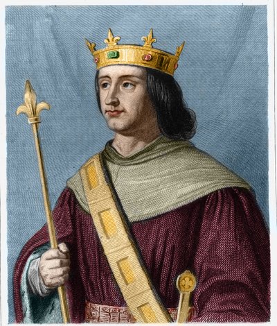 Porträt von Philippe VI. de Valois (1294 - 1350), König von Frankreich - in „Histoire des Francais“ von Lavallee, Gravur, undatiert von French School