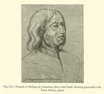 Porträt von Philippe de Commines, nach einer Rötelzeichnung in der Stadtbibliothek von Arras (Gravur) von French School
