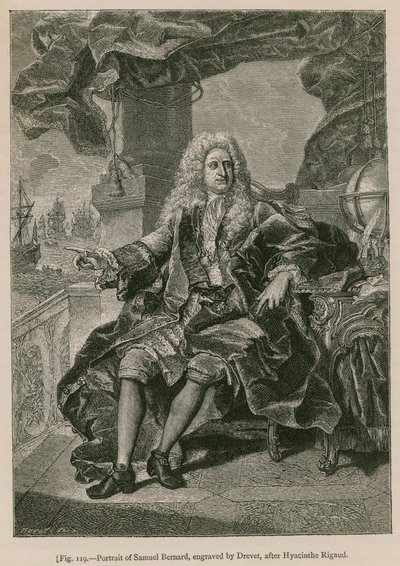 Porträt von Samuel Bernard, graviert von Drevet, nach Hyacinthe Rigaud von French School