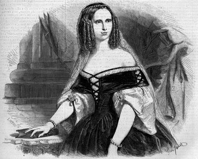 Porträt von Sophie von Württemberg (1818-1879), Königin der Niederlande. Gravur in „Le Monde Illustré“ Nr. 53 vom 17. April 1858 von French School