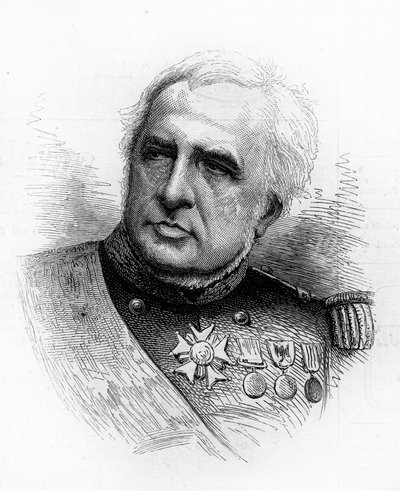 Porträt des französischen Admirals Camille Adlbert Marie de la Ronciere le Noury (1816-1881). Gravur in „Le Monde Illustré“ Nr. 1260 vom 21. Mai 1881 von French School