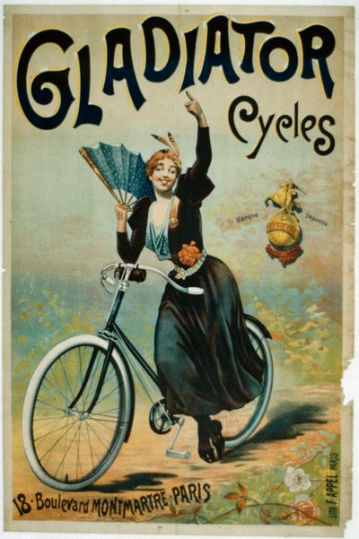 Plakat für Gladiator-Fahrräder, Boulevard Montmartre, Paris von French School
