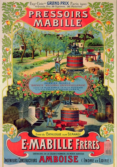 Plakat für Pressoirs Mabille, auf der Weltausstellung, Paris, 1900 von French School