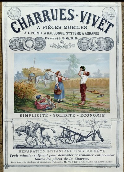 Plakat zur Werbung für Vivet-Pflüge, ca. 1891 von French School
