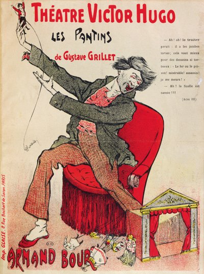 Plakat für Les Pantins von Gustave Grillet im Théâtre Victor Hugo, Ende des 19. Jahrhunderts von French School