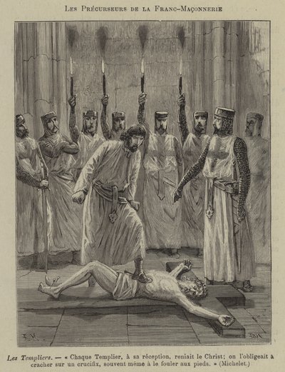 Vorläufer der Freimaurerei: die Tempelritter (Gravur) von French School