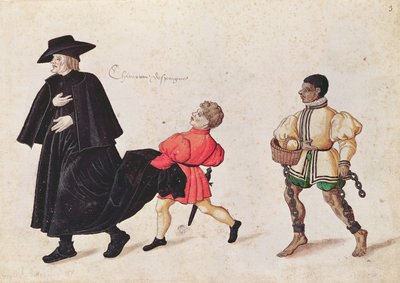 Priester mit einem spanischen Dienerjungen und Sklaven von French School