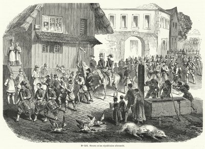 Prozession von Gustav Struve und deutschen Republikanern, Revolution von 1848 von French School