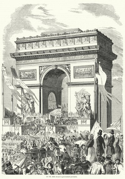 Prozession vor der französischen Provisorischen Regierung am Arc de Triomphe, Paris von French School