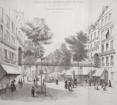Projekt für ein Hochbahnsystem in Paris, 1886 von French School