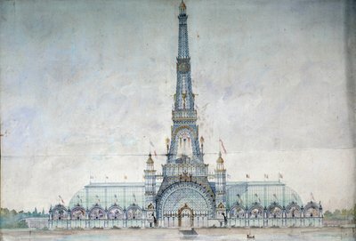 Projekt abgelehnt, den Eiffelturm für die Ausstellung 1889 zu modifizieren von Gustave Raulin von French School