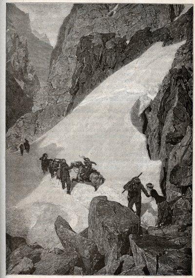 Pyrenäen - Aufstieg zum Pic du Midi - Gravur in „PATRIE“ - BESCHREIBUNG PIQUE DE LA FRANCE IN 6 BÄNDEN VON LUCIEN HUARD - Ende des 19. Jahrhunderts von French School