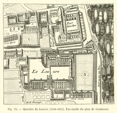 Viertel des Louvre, 1648-1652, Faksimile des Plans von Gomboust von French School