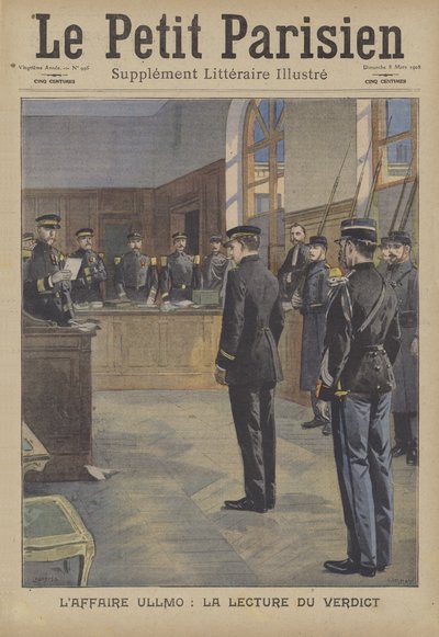 Verkündung des Urteils im Hochverratsprozess gegen Charles Benjamin Ullmo von French School