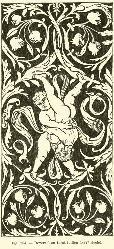 Rückseite einer italienischen Tarotkarte von French School