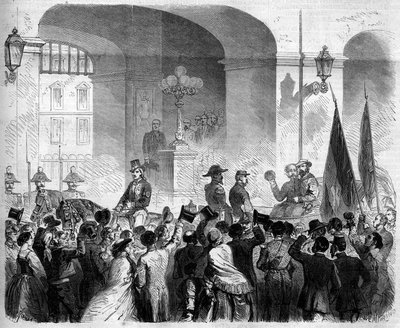 Risorgimento, Neapel, 7. November 1860: Einzug von Viktor Emanuel II., König von Italien, in den Königspalast von Neapel nach der Abstimmung der Bevölkerung von French School