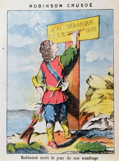 Robinson Crusoe schreibt das Datum des Schiffbruchs von French School