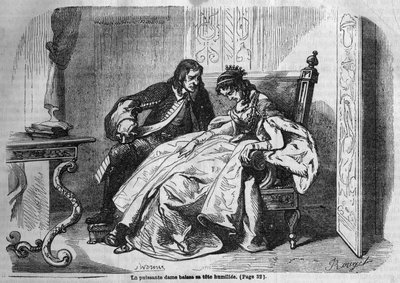 Romanserie: „Die grünen Damen“ von George Sand (Aurore Dupin, Baronne Dudevant) (1804-1876). Gravur in „Les bons romans“ von French School