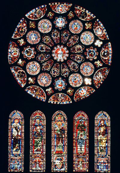 Rosen- und Lanzettenfenster von der Südwand, ca. 1224 von French School