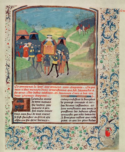 Alexander der Große spricht zu seinen Männern in der Hoffnung, sie zu überzeugen, nach Indien weiterzuziehen, aus Quinte Curse Ruffe des Fais du Grant Alexandre, ca. 1468 von French School