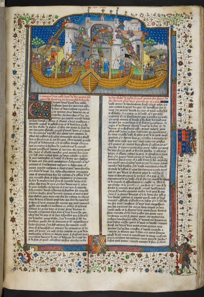 Miniatur von Schiffen, die Corunna belagern, aus 