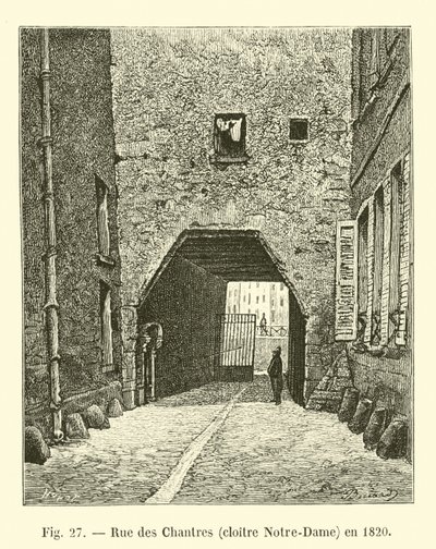 Rue des Chantres, Kloster Notre-Dame, im Jahr 1820 von French School