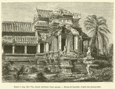 Ruinen in Ang-Kor-Vat, Innenfassade eines Hauses von French School