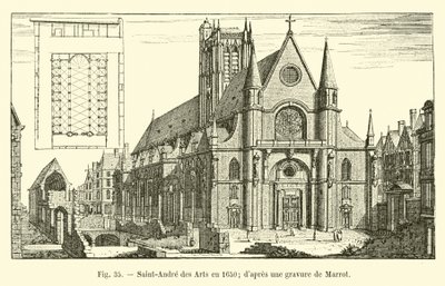 Saint-Andre des Arts, 1650, nach einem Stich von Marrot von French School