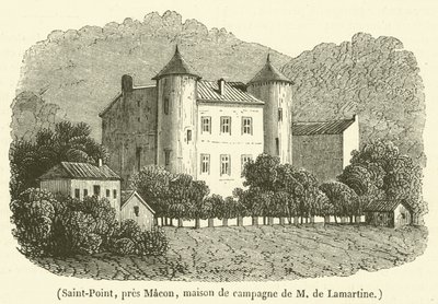 Saint-Point, bei Macon, Landhaus von M. de Lamartine (Gravur) von French School