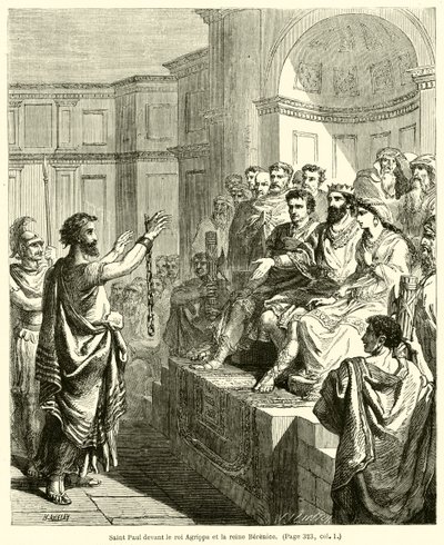 Der heilige Paulus vor König Agrippa und Königin Berenice (Gravur) von French School