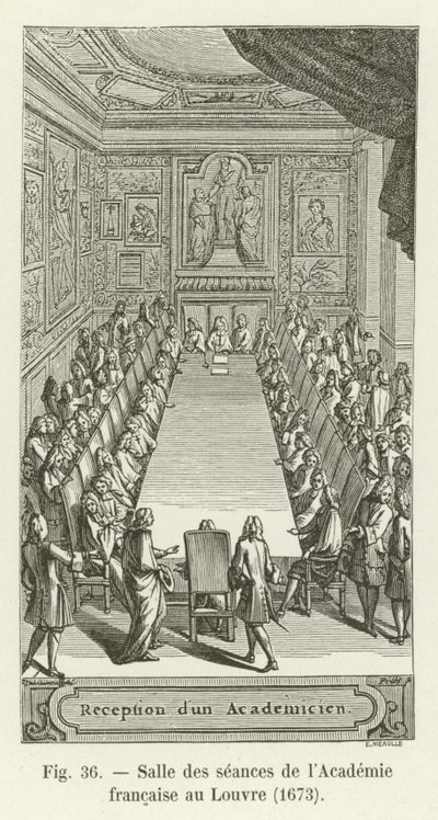 Sitzungssaal der Académie française im Louvre, 1673 von French School