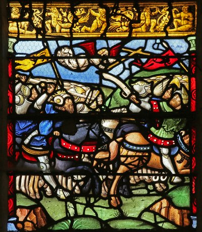 Szene aus der Legende vom Kreuz: Die Schlacht gegen Maxentius von French School