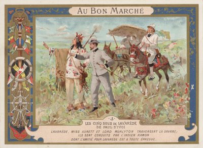 Szene aus dem Roman Les Cinq Sous de Lavarede von Paul Ivoi von French School