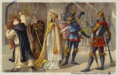 Sciarra Colonna schlägt Papst Bonifatius VIII. ins Gesicht, 1303 von French School