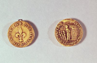 Siegel und Gegensiegel des Quinze-Vingts-Hospitals, das St. Louis zeigt, wie er die Blinden ins Hospiz führt von French School