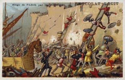 Belagerung von Paris durch die Normannen, 9. Jahrhundert von French School