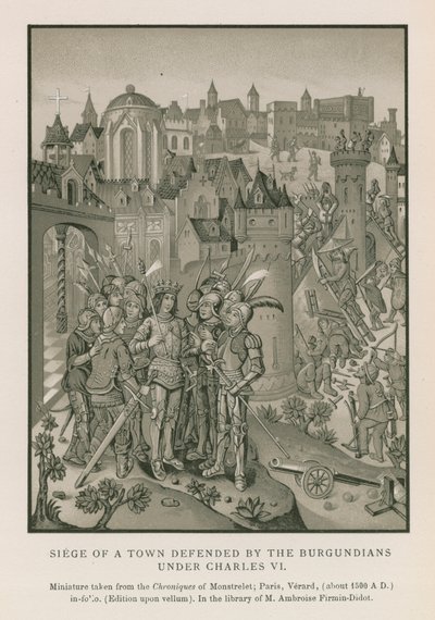 Belagerung einer Stadt, verteidigt von den Burgundern unter Karl VI. von French School