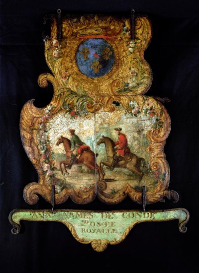 Schild für die Royal Mail von Chantilly mit dem Wappen von Conde von French School