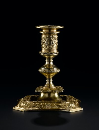 Silbervergoldeter Kerzenhalter mit abnehmbarem Düsenstück aus dem Lennoxlove-Toilettenset, im Besitz von Frances Teresa Stewart, Herzogin von Richmond und Lennox: Französisch, Paris, von Pierre Masse, 1661 - 1662 von French School
