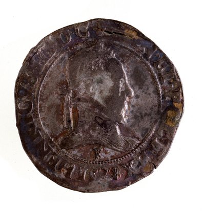 Silberner französischer Teston, Regierungszeit von König Heinrich III von Frankreich (1574-1589). Durchm. 3,5 cm Neapel, Archäologisches Museum von French School