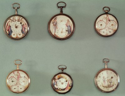 Sechs Taschenuhren mit revolutionären Symbolen verziert (Metall & Emaille) von French School