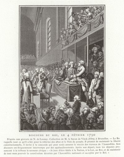 Rede von König Ludwig XVI. von Frankreich vor der Nationalversammlung, Französische Revolution, 4. Februar 1790 von French School