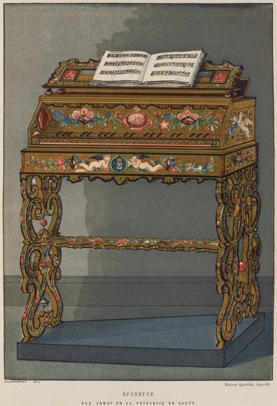 Spinett mit dem Wappen der Prinzessin von Conti, Illustration aus dem Dictionnaire de l
