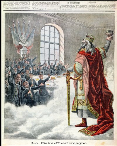 St. Karl der Große, Schutzpatron der Schulkinder, aus Le Petit Journal Illustre, 1892 von French School