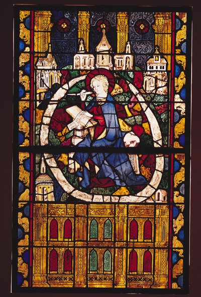 St. Johannes der Evangelist schreibt die Apokalypse, Pariser Schule, um 1350 von French School