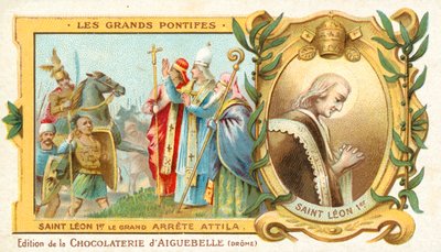 St. Leo der Große stoppt Attila den Hunnen bei der Eroberung Italiens, 452 von French School