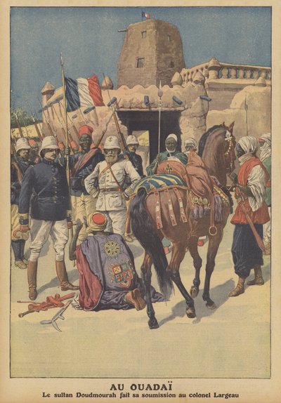 Übergabe des Wadai-Sultans Doudmourrah an französische Truppen unter dem Kommando von Oberst Largeau von French School
