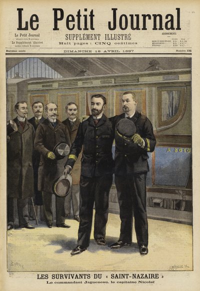 Überlebende des Untergangs der Ville de Saint Nazaire, 1897 von French School