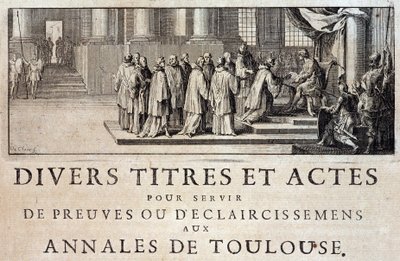 Besitzergreifung der Stadt und des Grafen von Toulouse durch die Gesandten von König Philipp III. im Jahr 1271 - in „Annales de la ville de Toulouse“ von Germain de Lafaille, Toulouse von French School