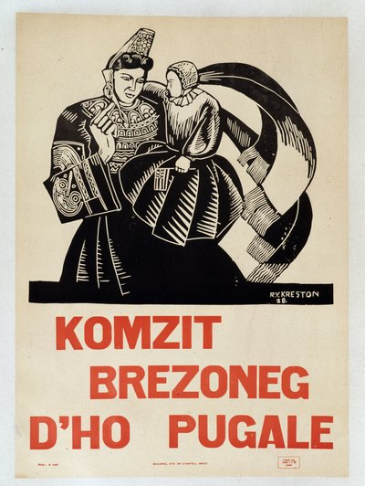 Sprecht Bretonisch mit euren Kindern - Propagandaposter in Bretonisch zur Erhaltung der Regionalsprache von French School